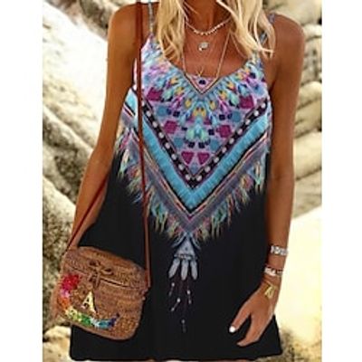 Women's A Line Dress Knee Length Dress Black Sleeveless Print Print Spring Summer Spaghetti Strap Casual Vacation 2022 S M L XL XXL 3XL Lightinthebox Women's A Line Dress Knee Length Dress Black Sleeveless Print Print Spring Summer Spaghetti Strap Casual Vacation 2022 S M L XL XXL 3XL Lightinthebox