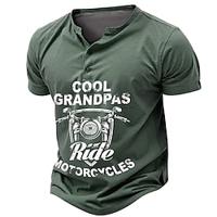 Graphic Letters Fashion Retro Vintage Classic Men's 3D Print T shirt Tee Henley Shirt Sports Outdoor Holiday Going out T shirt Blue Army Green Dark Gray Short Sleeve Henley Shirt Spring Summer Lightinthebox