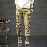 Men's Cargo Pants Trousers Multi Pocket Elastic Cuff Camouflage Casual Daily Going out Sports Stylish ArmyGreen Khaki Micro-elastic Lightinthebox - thumbnail