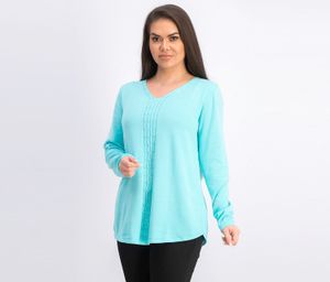 Womens Cotton Cable-Knit Sweater  Pacific Aqua