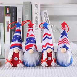 American Independence Day Decorative Doll Hanging Ornaments: Faceless Doll with Star-Spangled Striped Knitted Hat Decoration, Small Hanging Decor for Fourth of July Lightinthebox