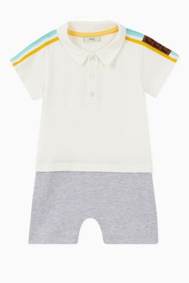 Stripes Polo Romper in Cotton Stripes Polo Romper in Cotton