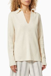 Wool Cashmere Polo Blouse
