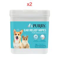 Purry Ear Relief Wipes For Dogs & Cats - 50ct (Pack of 2)