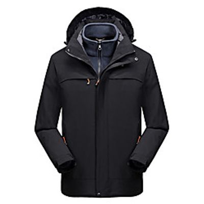 Men's Hiking Jacket Hoodie Jacket Hiking 3-in-1 Jackets Autumn  Fall Winter Outdoor Solid Color Waterproof Windproof Warm Comfortable 3-in-1 Jacket Top Climbing Camping  Hiking  Caving Traveling Lightinthebox