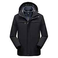 Men's Hiking Jacket Hoodie Jacket Hiking 3-in-1 Jackets Autumn  Fall Winter Outdoor Solid Color Waterproof Windproof Warm Comfortable 3-in-1 Jacket Top Climbing Camping  Hiking  Caving Traveling Lightinthebox - thumbnail