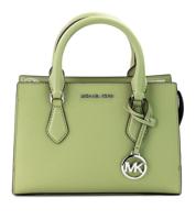 Michael Kors Sheila Small Light Sage Vegan Leather Center Zip Satchel Purse Bag (85967)