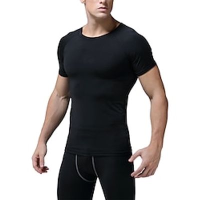 Men's Gym Shirt Running Shirt Training Shirt Basketball Shirt Men Tops Crew Neck Short Sleeves Street Vacation Going out Casual Daily Quick dry Moisture Wicking Breathable Plain Black White Activewear Lightinthebox