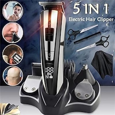 Electric Hair Clipper 5 In 1 Grooming Kit Professional Fast Charging Hair Trimmer Beard Shaver Ear Nose Hair Trimmer Shaving Haircut Tool Lightinthebox