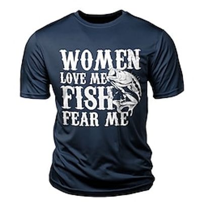 Graphic Letter Fishing Daily Designer Retro Vintage Men's 3D Print T shirt Tee Sports Outdoor Holiday Going out T shirt Black Navy Blue Brown Short Sleeve Crew Neck Shirt Spring  Summer Clothing Lightinthebox