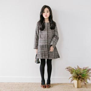 Woolen Girls Plaid Coat