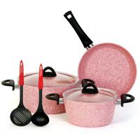 Gigilli Granite Cookware Set 7Pc Pink