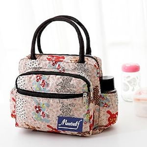 Waterproof Women's Print Canvas Handbag Lunch Tote Insulated Thermal Food Portable Lunch Box Functional Food Picnic Lunch Bags For Kids Lightinthebox