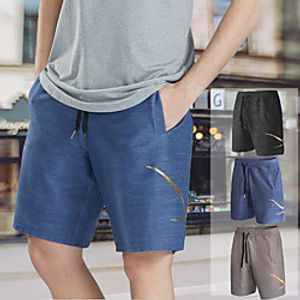 Men's Stylish Casual  Sporty Active Shorts Elastic Drawstring Design Knee Length Pants Casual Daily Micro-elastic Solid Color Breathable Outdoor Mid Waist Blue Black Gray L XL XXL 3XL Lightinthebox