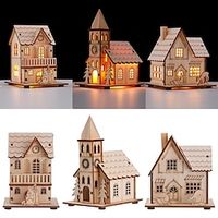 Christmas LED Light Wooden House Luminous Luxury bungalow Christmas Decorations Home Decor Fairy Night Lamp Pendant Kids Gift  1PC Lightinthebox - thumbnail