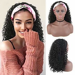 Curly Wave Loose Wave Headband Wigs with Headbands Attached Half Wigs for Black Women Cute Dark Gray WigCINHOO Afro Kinky Curly Black Hair Wig Synthetic Headband Wigs for Black no colored headband miniinthebox