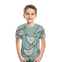 Kids Boys' T shirt Tee Short Sleeve 3D Print Animal Green Children Tops Summer Active Daily Wear Regular Fit 3-12 Years miniinthebox - thumbnail