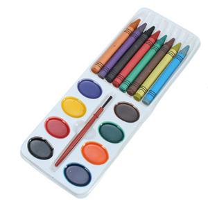 16 Colors Crayons Brush Watercolor Paint Set
