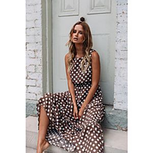 Women's Swing Dress Midi Dress Brown Long Sleeve Polka Dot Ruffle Print Fall Spring Round Neck Hot Casual Boho Loose 2021 S M L XL miniinthebox