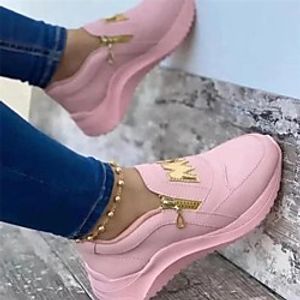 Women's Trainers Athletic Shoes Flat Heel Round Toe PU Solid Colored White Black Red Lightinthebox