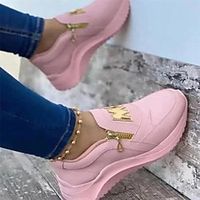 Women's Trainers Athletic Shoes Flat Heel Round Toe PU Solid Colored White Black Red Lightinthebox - thumbnail