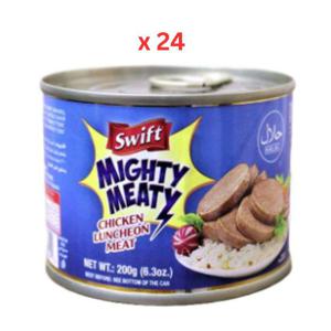 Swift Mighty Meaty Chicken Luncheon Meat, 200 Gm Pack Of 24 (UAE Delivery Only)