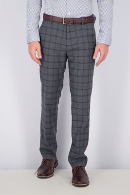 Mens Warner Wool Blend Slim Fit Pant  Grey Plaid