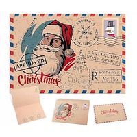 Christmas Merry Envelope (with Greeting Card), Vintage Cowhide Christmas Wishing Message Greeting Card, Christmas Eve Handwritten Greeting Card, Cute Cartoon Folding Greeting Card miniinthebox - thumbnail