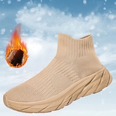 Women's Boots Snow Boots Plus Size Comfort Shoes Daily Fleece Lined Booties Ankle Boots Flat Heel Round Toe Plush Casual Comfort Tissage Volant Loafer Black / White Black Pink miniinthebox