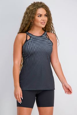 Womens Printed Sleeveless Tank Top Black Womens Printed Sleeveless Tank Top Black