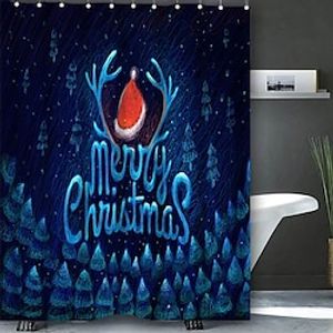 Christmas Decoration Shower Curtain with Hooks Bathroom Decor Waterproof Fabric Shower Curtain Set with12 Pack Plastic Hooks miniinthebox