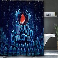 Christmas Decoration Shower Curtain with Hooks Bathroom Decor Waterproof Fabric Shower Curtain Set with12 Pack Plastic Hooks miniinthebox - thumbnail