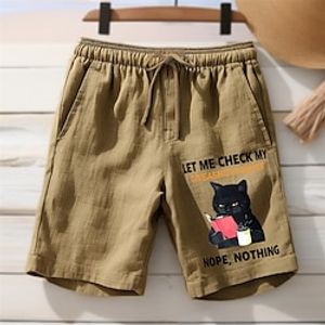 Men's Shorts Summer Shorts Beach Shorts Print Drawstring Elastic Waist Cartoon Comfort Breathable Short Outdoor Holiday Going out Cotton Blend Hawaiian Casual White Blue Lightinthebox