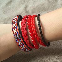 5pcs Women's Bead Bracelet Wrap Bracelet Vintage Bracelet Braided Fashion Birthday Weave Luxury Unique Design Ethnic Vintage Boho Glass Bracelet Jewelry Red For Sport Gift Date Birthday Festival miniinthebox - thumbnail