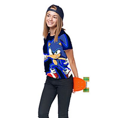 Kids Girls' T shirt Tee Short Sleeve 3D Print Cartoon Unisex Print Blue Children Tops Summer Active Daily Wear Regular Fit 3-12 Years miniinthebox