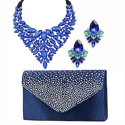Light Luxury Water Drop Crystal Gem Necklace Earring Bag Three Piece Set Dinner Jewelry Set Handbag Lightinthebox