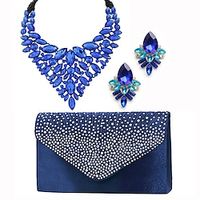Light Luxury Water Drop Crystal Gem Necklace Earring Bag Three Piece Set Dinner Jewelry Set Handbag Lightinthebox - thumbnail