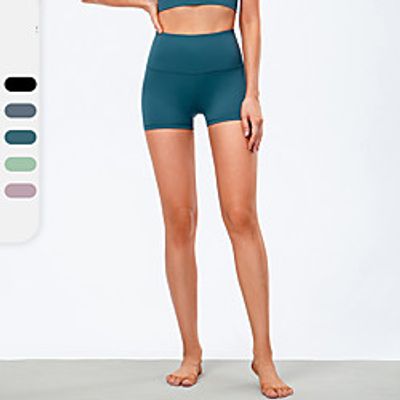 YUERLIAN Women's High Waist Yoga Shorts Shorts Bottoms Tummy Control Butt Lift Quick Dry Solid Color GrayGreen Turquoise Blue Nylon Spandex Yoga Fitness Gym Workout Summer Sports Activewear High Lightinthebox