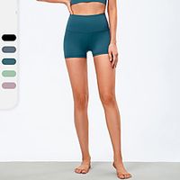 YUERLIAN Women's High Waist Yoga Shorts Shorts Bottoms Tummy Control Butt Lift Quick Dry Solid Color GrayGreen Turquoise Blue Nylon Spandex Yoga Fitness Gym Workout Summer Sports Activewear High Lightinthebox - thumbnail