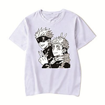 Men's Unisex Tee T shirt Hot Stamping Anime Graphic Prints Plus Size Jujutsu Kaisen Print Short Sleeve Casual Tops Cotton Basic Designer Big and Tall White Black Red Lightinthebox