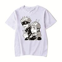 Men's Unisex Tee T shirt Hot Stamping Anime Graphic Prints Plus Size Jujutsu Kaisen Print Short Sleeve Casual Tops Cotton Basic Designer Big and Tall White Black Red Lightinthebox - thumbnail