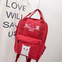 Women Men Casual Cute Cat Fluorescence Stylish Canvas School Bag Shoulder Bag Backpack