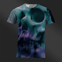 Graphic Skulls Daily Designer Retro Vintage Men's 3D Print T shirt Tee Tee Top Sports Outdoor Holiday Going out T shirt Red Blue Dark Blue Short Sleeve Crew Neck Shirt Spring  Summer Clothing Apparel Lightinthebox