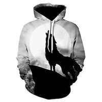 Men's Pullover Hoodie Sweatshirt Gray Hooded Wolf Graphic Prints Print Daily Sports 3D Print Basic Streetwear Casual Spring   Fall Clothing Apparel Hoodies Sweatshirts  Long Sleeve miniinthebox - thumbnail