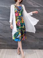 Casual Women Sleeveless Printed Dresses Two-piece Outfits