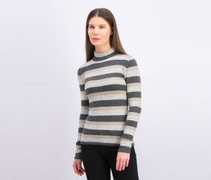 Womens Stripe Mock Neckline Sweatshirts  Charcoal/Gray Combo