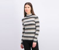 Womens Stripe Mock Neckline Sweatshirts  Charcoal/Gray Combo - thumbnail