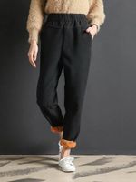 Velvet Thicken Elastic Waist Winter Pants