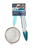 Core 2 Pieces Mini Strainer 9 inch & Mini Tongs 8 inch Utensils Set
