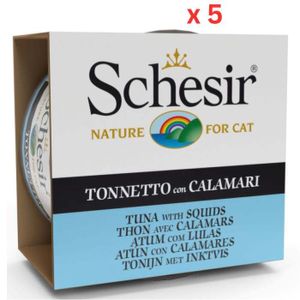 Schesir Cat Wet Food Tuna With Squids 85G (Pack Of 5)